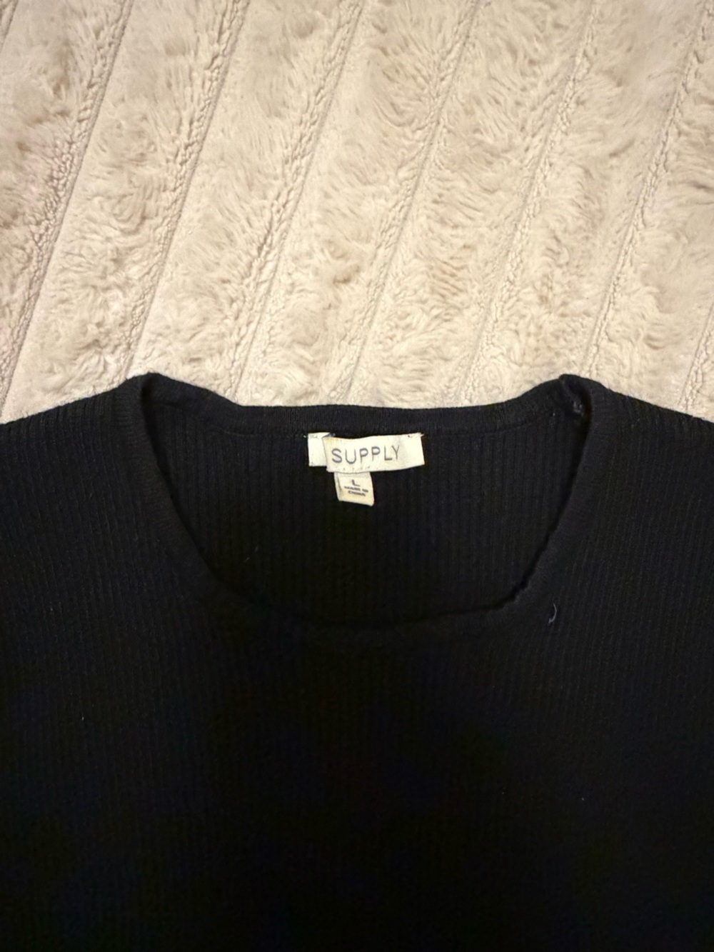 Black Ribbed Women's Scoop Neck Top